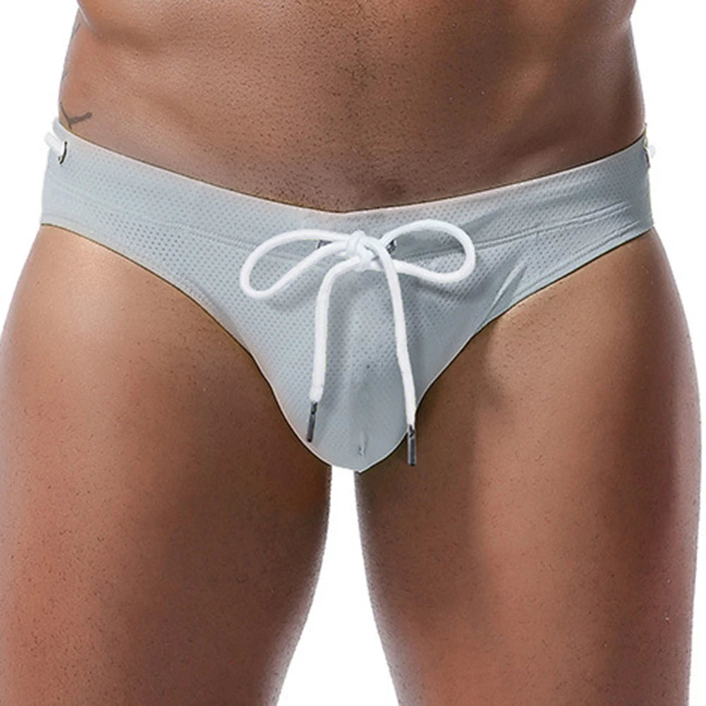 Men's Sexy Swimming Briefs Swimsuit Summer Beach Bikini Fashion Beach Breathable Large Pouches Surf Shorts Beachwear ﻿