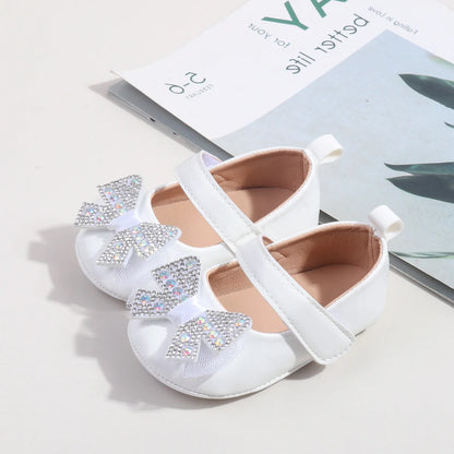 Baby Girls Shoes PU Toddler Princess Dress Shoes For Girls With Bowknot Flat Non-Slip Rubber Soles Spring Summse Infant Shoes
