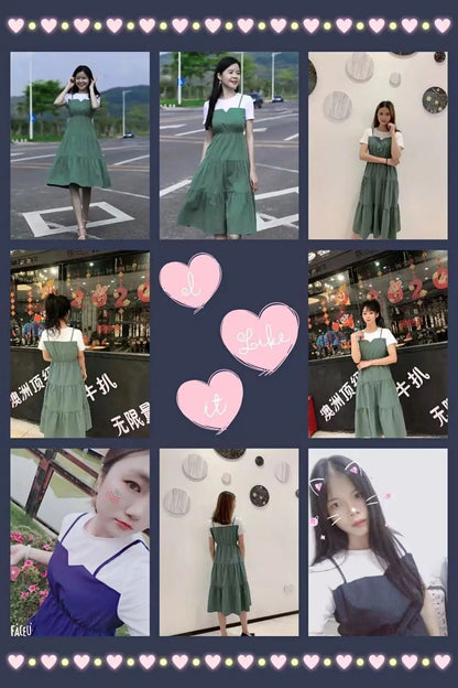 Fashion 10 12 14 16 Years Teenage Girls Dress Back To School Casual Style Large Sizes Suspenders One-piece Girl's Summer Dresses