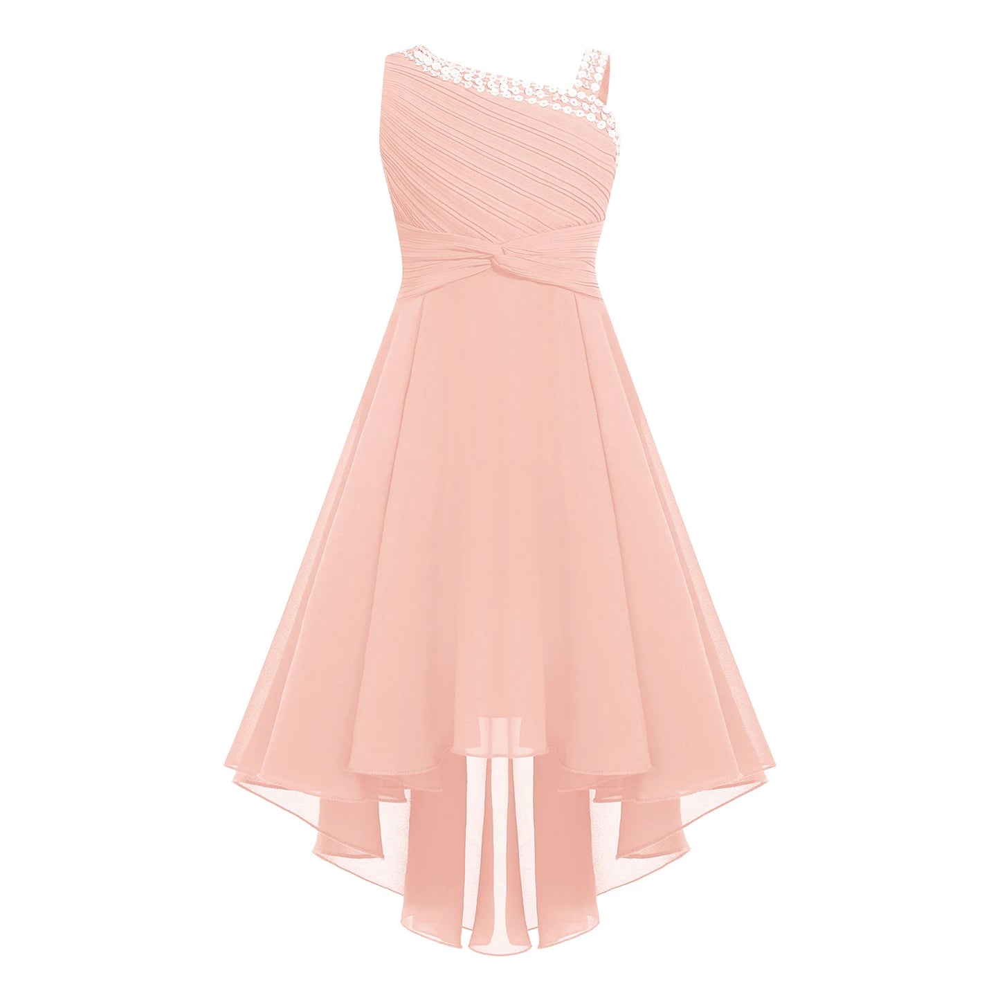 2025 Teens Girl's Dress for Wedding Party Sequin One Shoulder Princess Formal Gown for Holy Communion Chiffon Flower Girl Dress