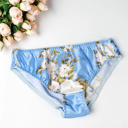 Silk Underwear Women's Large Size XXL e Breathable Antibacterial Low Waist Comfortable Innerwear Daily Use Cartoon Pat...