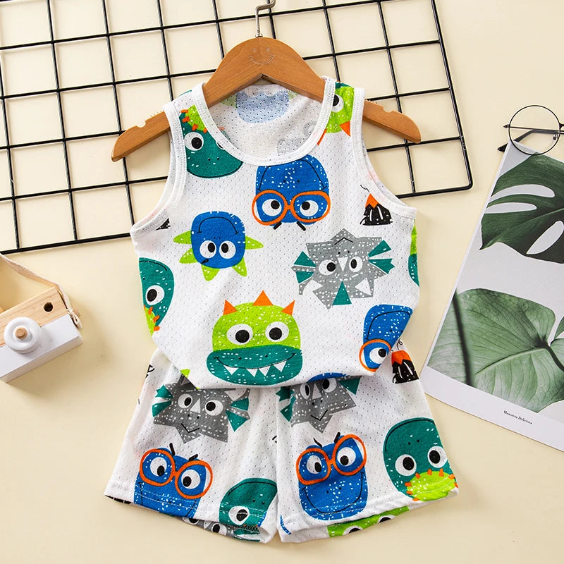Girls Pajamas Sets 0 to 1 2 3 4 5 6 7 8 9 Years Cute Cat Print 100% Cotton Cartoon Boys Pyjamas Dino Kids Children Home Clothing