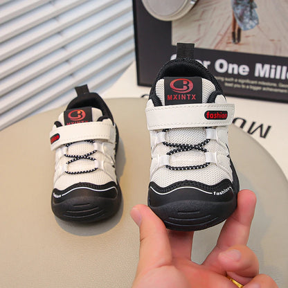 Boys Walking Shoes Toes Capped Mesh Breathable Kids Casual Shoes Soft Bottom 2025 Autumn New Baby Flat Shoes Non-slip Trendy