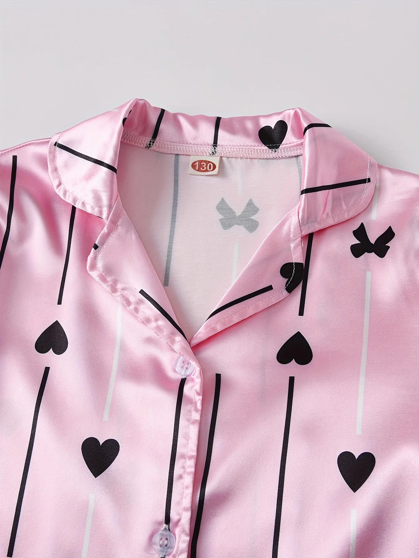 3-Piece Girls Striped Print Satin Pajama Set - Soft, Breathable Loungewear with Button Up Lapel Collar Blouse, Cami Top, Pants