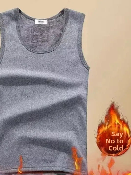 Thickened Fleece Warmth Men's Vest Sleeveless Underwear Base Shirt Youth round Neck  Color Winter Affordable Innerwear
