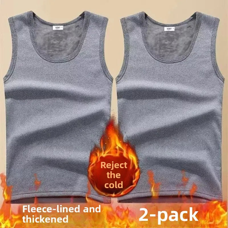 Thickened Fleece Warmth Men's Vest Sleeveless Underwear Base Shirt Youth round Neck  Color Winter Affordable Innerwear
