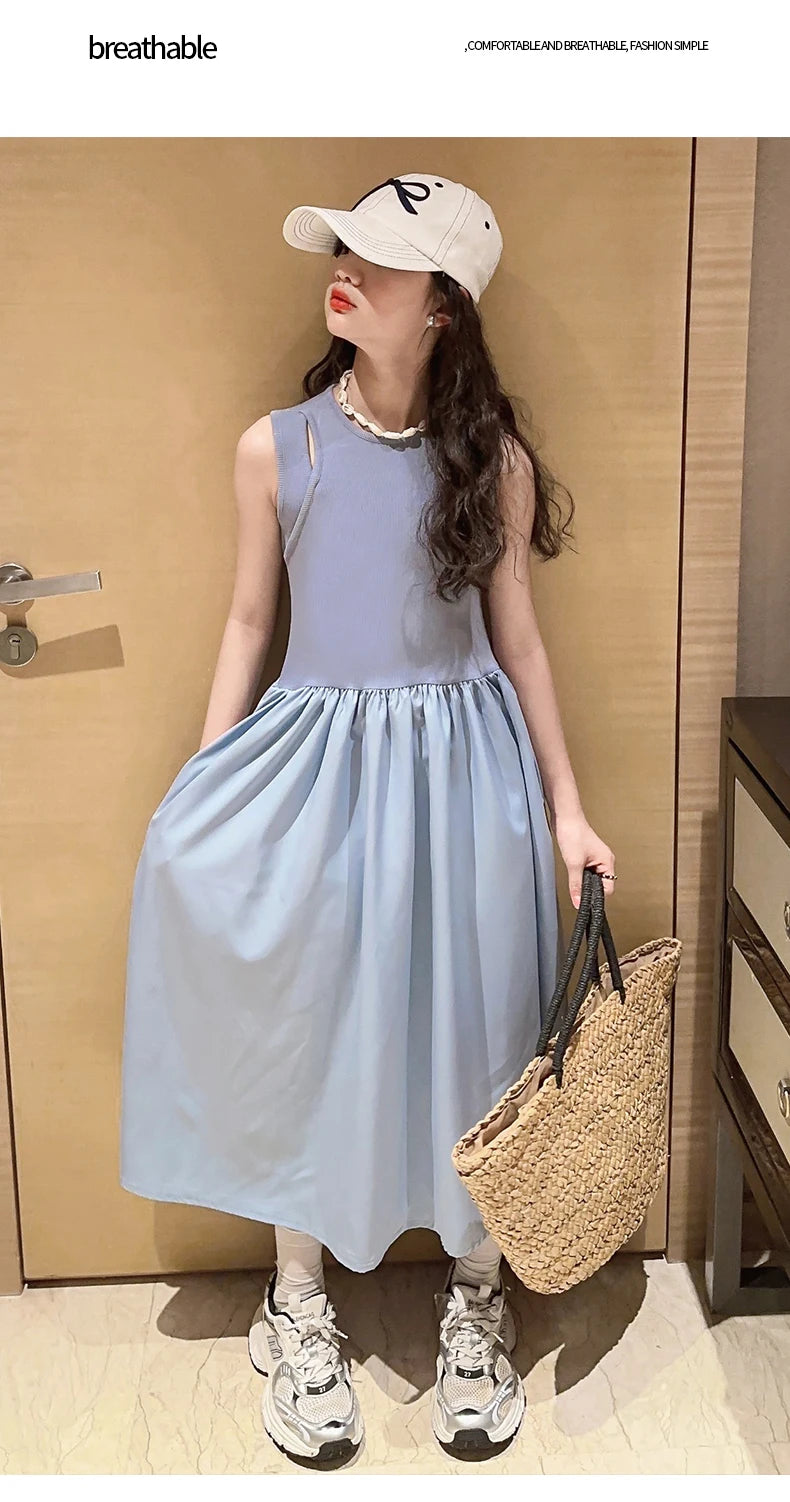 French teenage girls dress roupa vestido longo infantil menina 12 a 14anos kids clothes pink one-pieces elegant long dresses 10