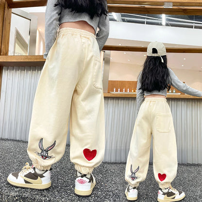 Girls Pants Spring Autumn Children's trousers Casual Pants Loose Sweatpants Cotton Joggers Pants for 4 5 6 7 8 9 10 11 12 Years