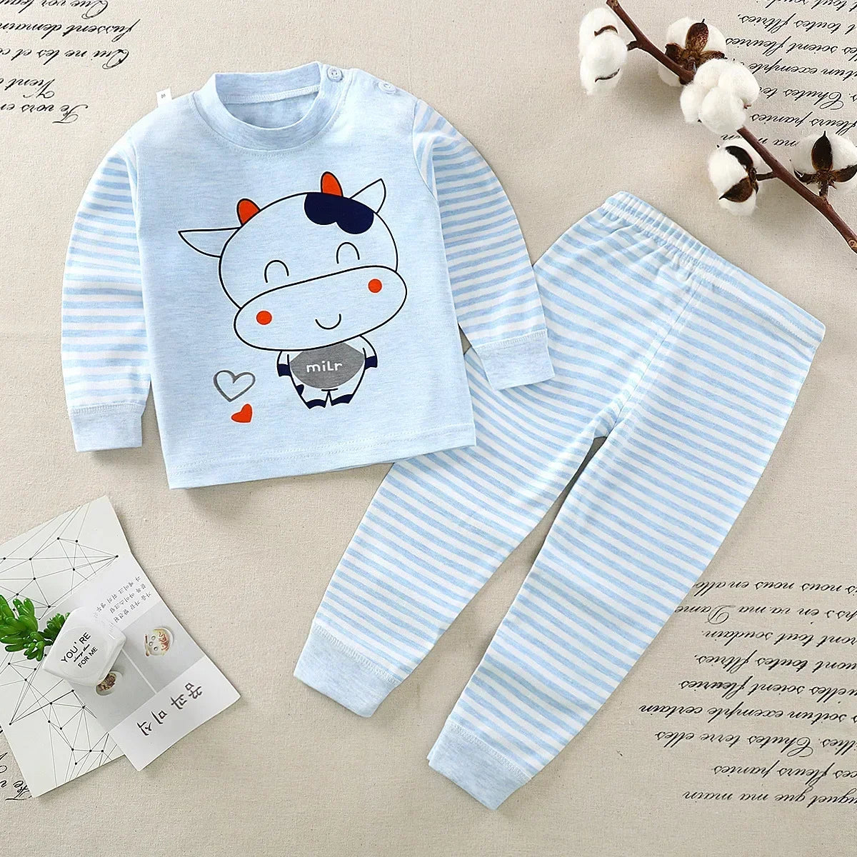 Baby Pajamas Children's Underwear Suit Boys and Girls' Pure Cotton High-waisted Autumn Clothes Autumn Pants Home Clothes