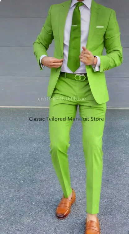 Men's Suit 2 Piece Suit   Jacket Pants Formal Wedding Tuxedo Groom Clothes Custom Color Blazer XS-5XL