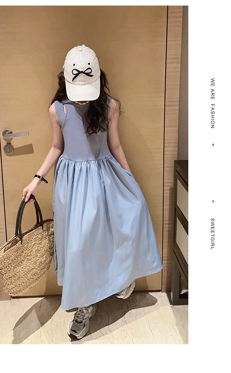 French teenage girls dress roupa vestido longo infantil menina 12 a 14anos kids clothes pink one-pieces elegant long dresses 10