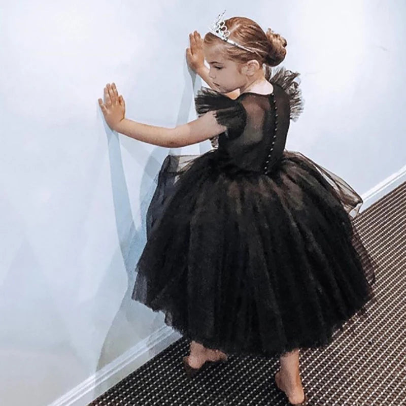Teenage Girls Dress Children's Clothing Party Elegant Princess Long Tulle Baby Girls Kids Lace Wedding Ceremony Dresses