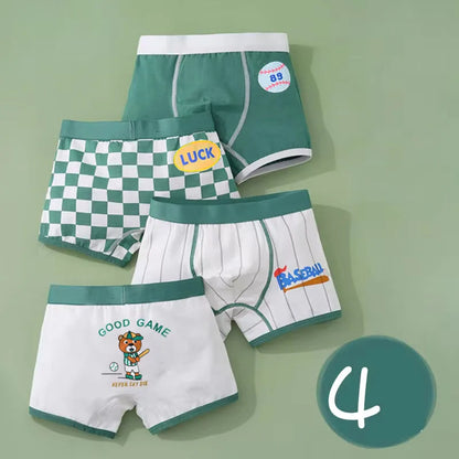 Cotton Kids Underwear 2023 Korean Cartoon Car Boxers for Boys Teenage Plaid Panties Shorts Boy Cute Underpants 2 4 8 12 14 Years
