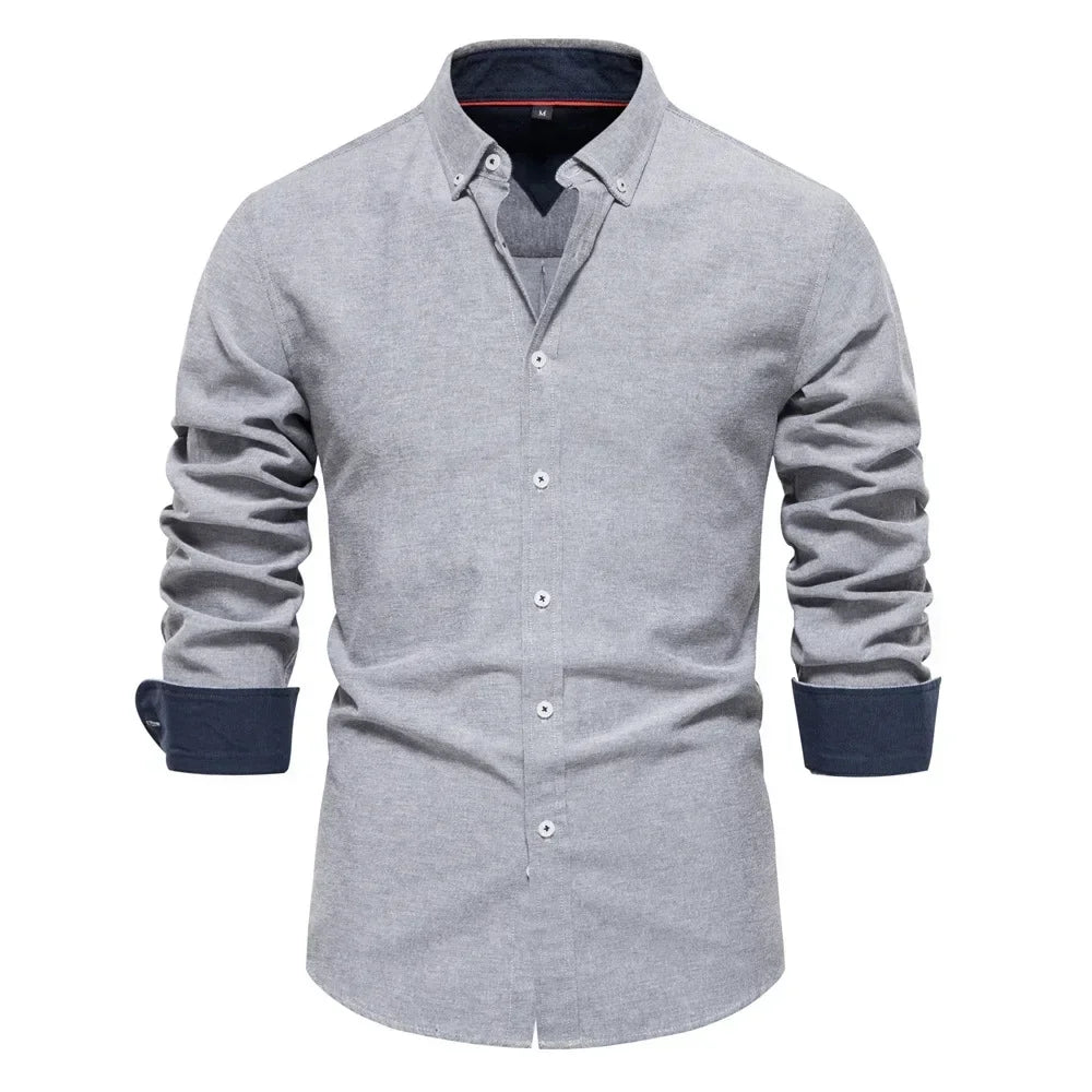 2026 Men's Fashion Social Shirts Solid Color Lapel Long Sleeve Dress Shirts for Men Formal Business Party Shirts Men's Clothing
