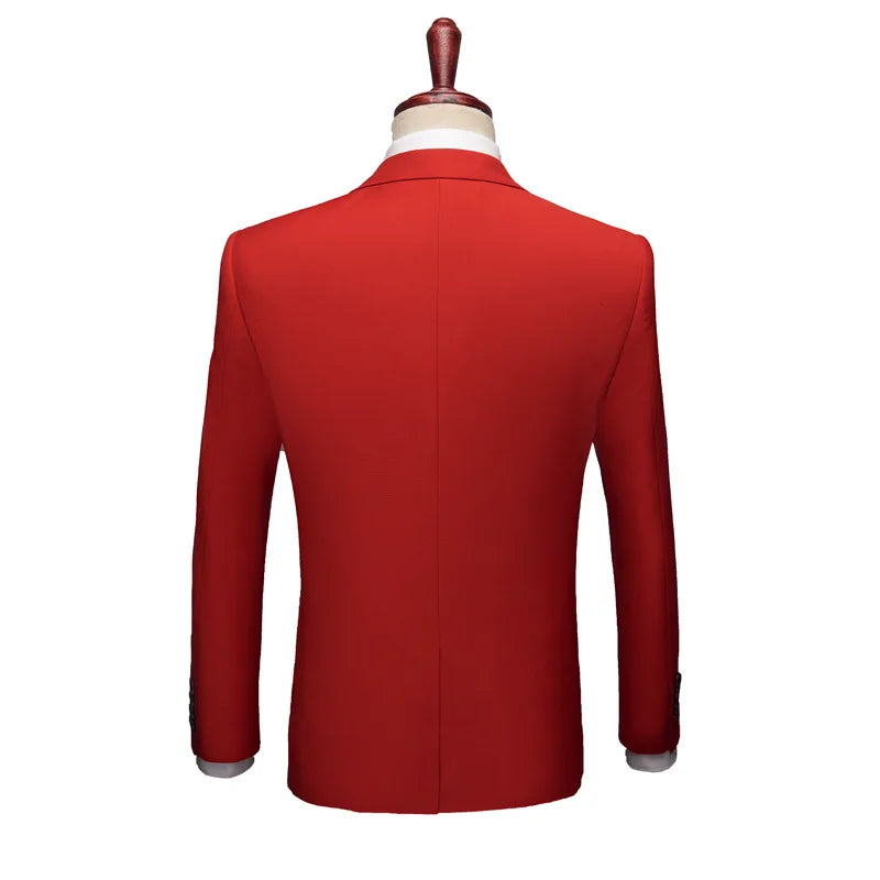 Man Suit Set Simple Solid Color Long Sleeve Male Outfit Single-breasted Slim Business Wedding Versatile Men Three-piece Suits
