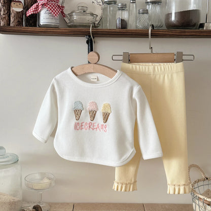 Baby Girl Clothes New Design Fashion Spring Fall Three Sweet Tube Patchwork Long Sleeves Pant Cotton Two-piece Set