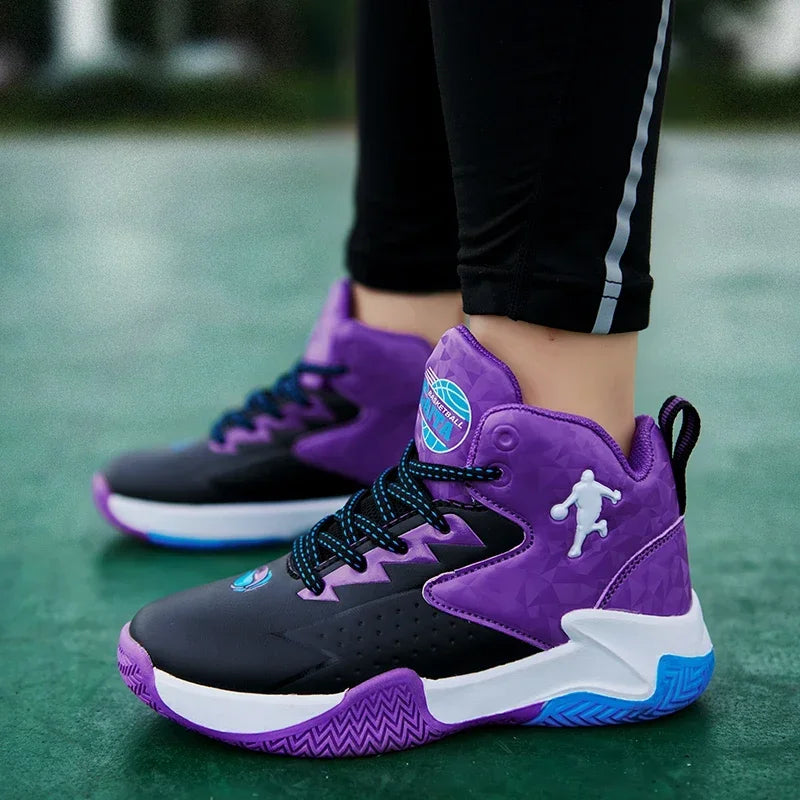 Boys Basketball Shoes High Quality Soft Top Thick Sole Non-slip Kids Sneakers Children Trainer Shoes Outdoor Boy Sport Basket