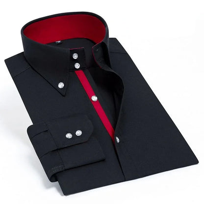 Men's Dress Shirts Non-ironing Formal Collar Shirt Fashion Korean Slim Solid Color Business Casual Shirt White Spring Autumn