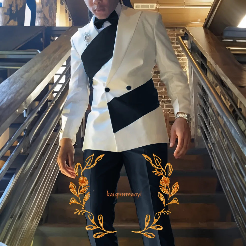 Men's Suit 2 Piece Set Stylish Design Formal Party Dress Elegant Men's Suit Color Block Blazer Pants Customized Outfit