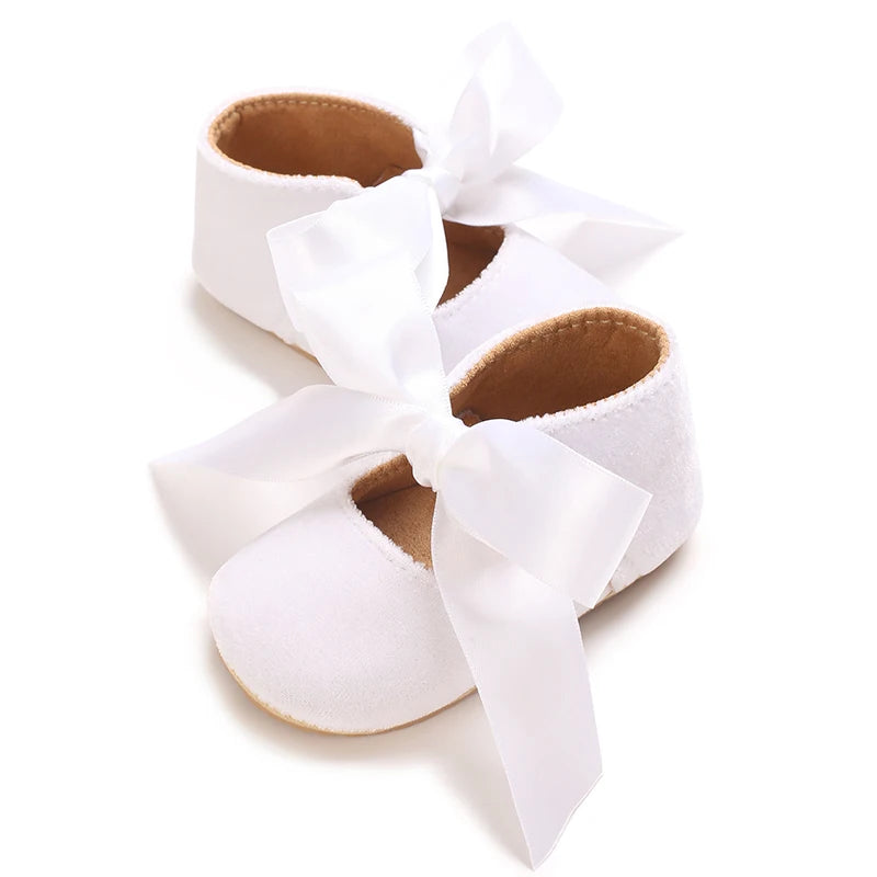 Girls' Princess Baby Shoes Cute Bow Flat Bottom Walking Children's Shoes First Step Newborn Baby Comfortable Soft Sole Footwear