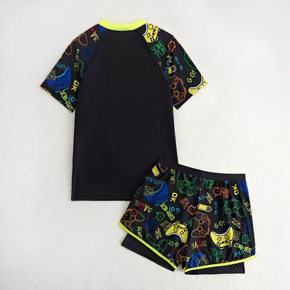2026 Boys Swimsuit Two Pieces Kids Swimwear With Shorts Printed Children's Bathers Bathing Swimming Swim Suit Summer Beachwear