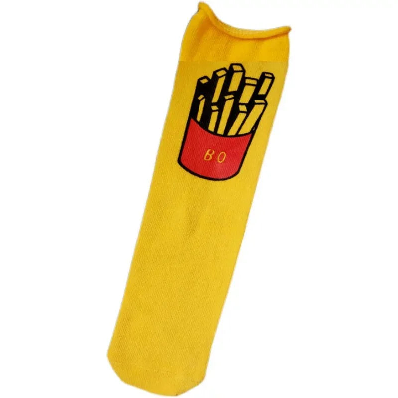 Ins Infant Newborn  Baby Long Socks 0-3T Girls Boys Rolled Mid-Calf Socks French Fries Climbing Cotton Socks Match for Romper