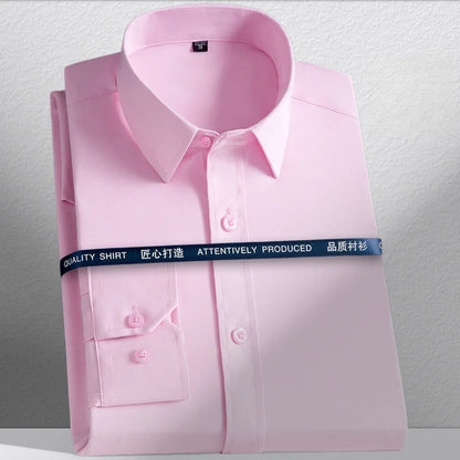 New Men's Shirts Long Sleeve Dress Shirts For Men Slim Fit Social Business Blouse White Blue Office Shirt Men Clothing