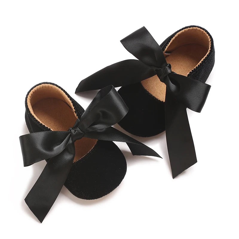 Girls' Princess Baby Shoes Cute Bow Flat Bottom Walking Children's Shoes First Step Newborn Baby Comfortable Soft Sole Footwear