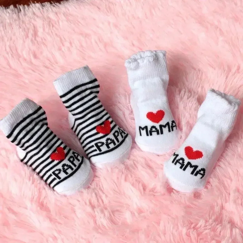 Baby Socks Cotton Infant Boy Girl Slip-resistant Floor Socks Love Mama Papa Letter Socks Anti-slip Sokken Skarpetki Calcetines