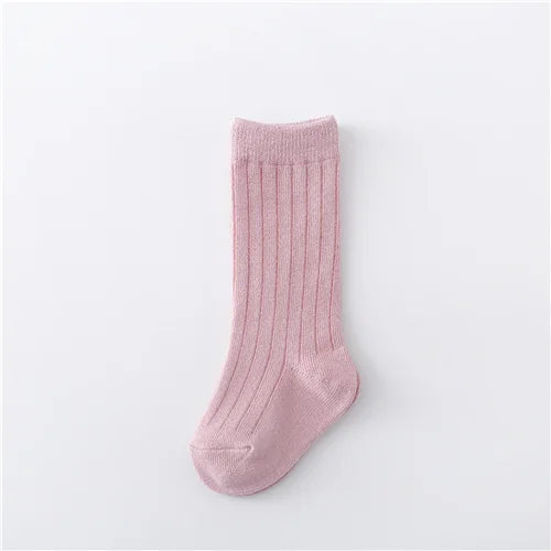 0-5Years Kids Boys Girls Socks Cotton Solid Striped Soft Baby Knee Long Children's Socks School Sport Baby Boy Sock 12 Color