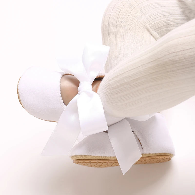 Girls' Princess Baby Shoes Cute Bow Flat Bottom Walking Children's Shoes First Step Newborn Baby Comfortable Soft Sole Footwear