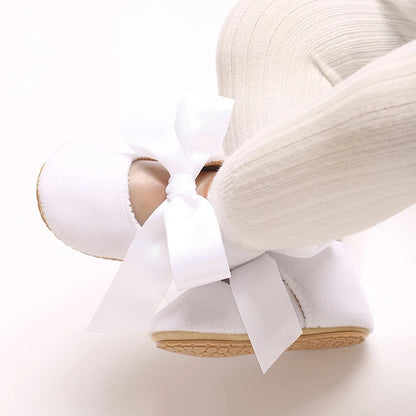 Girls' Princess Baby Shoes Cute Bow Flat Bottom Walking Children's Shoes First Step Newborn Baby Comfortable Soft Sole Footwear