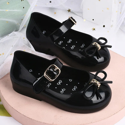 Spring and summer new girls' sandals 25 years old Baotou bow princess jelly single shoes children's dance shoes cross-border dro