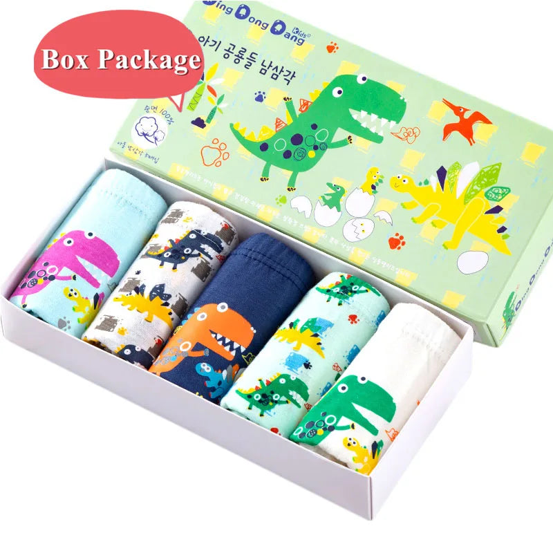 5 Pcs/Lot Boy Underwear Soft Cotton Briefs For Boys Dinosaur Cartoon Children Panties Breathable Kids Underpants Briefs Age 2-14