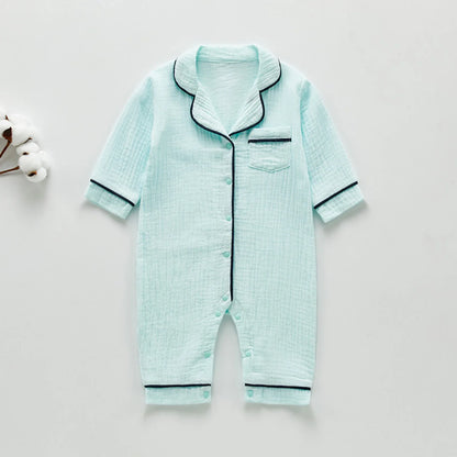 Muslin Cotton Baby Bodysuit Clothes Toddler Cartoon Pajama Rompers Newborn Jumpsuits Infant Boys Girls Long Sleeve Outfits