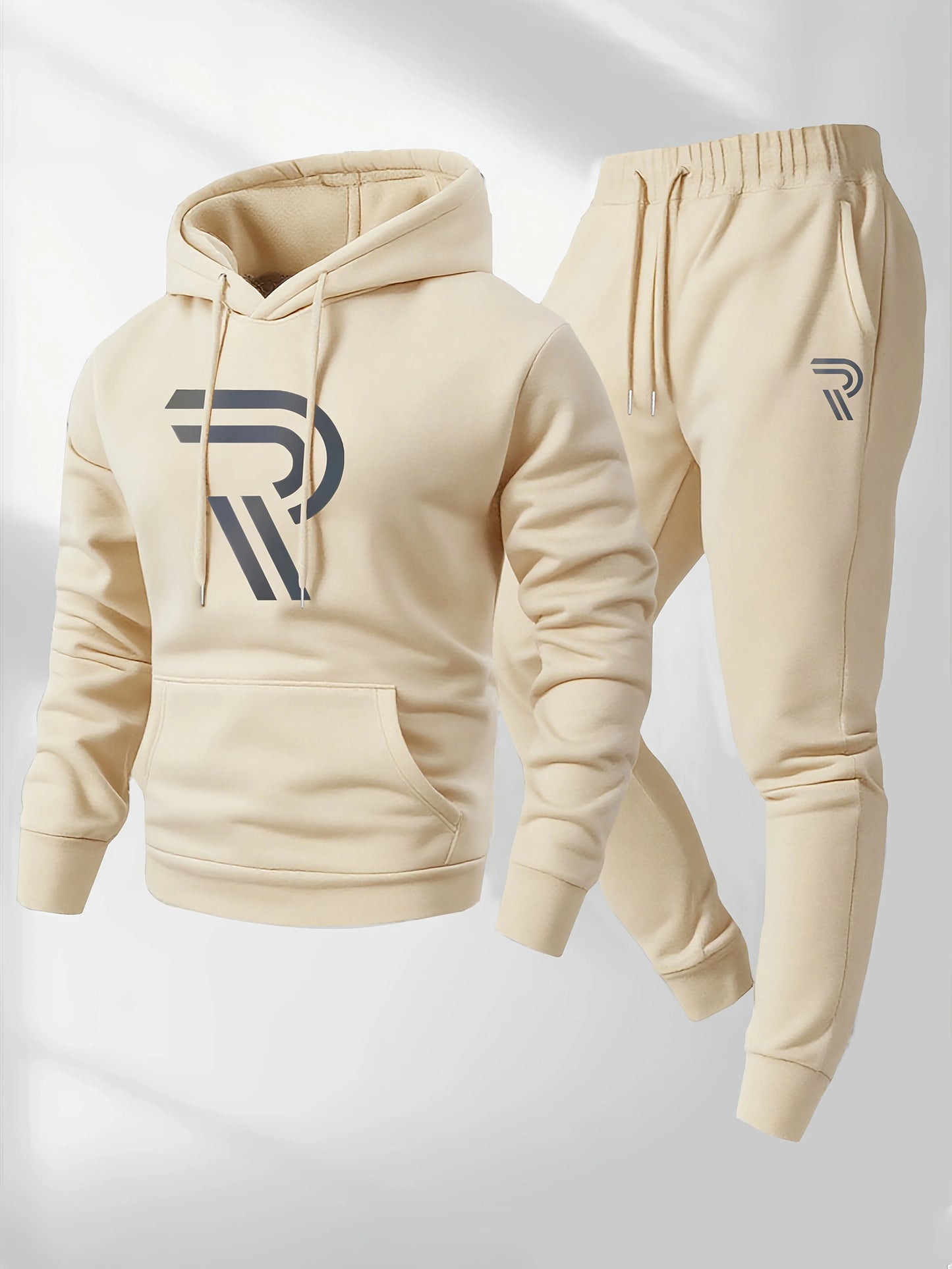 Men'S Casual Fashion Personalized Sports Suit，Includes A Hooded Sweatshirt And Matching Pants