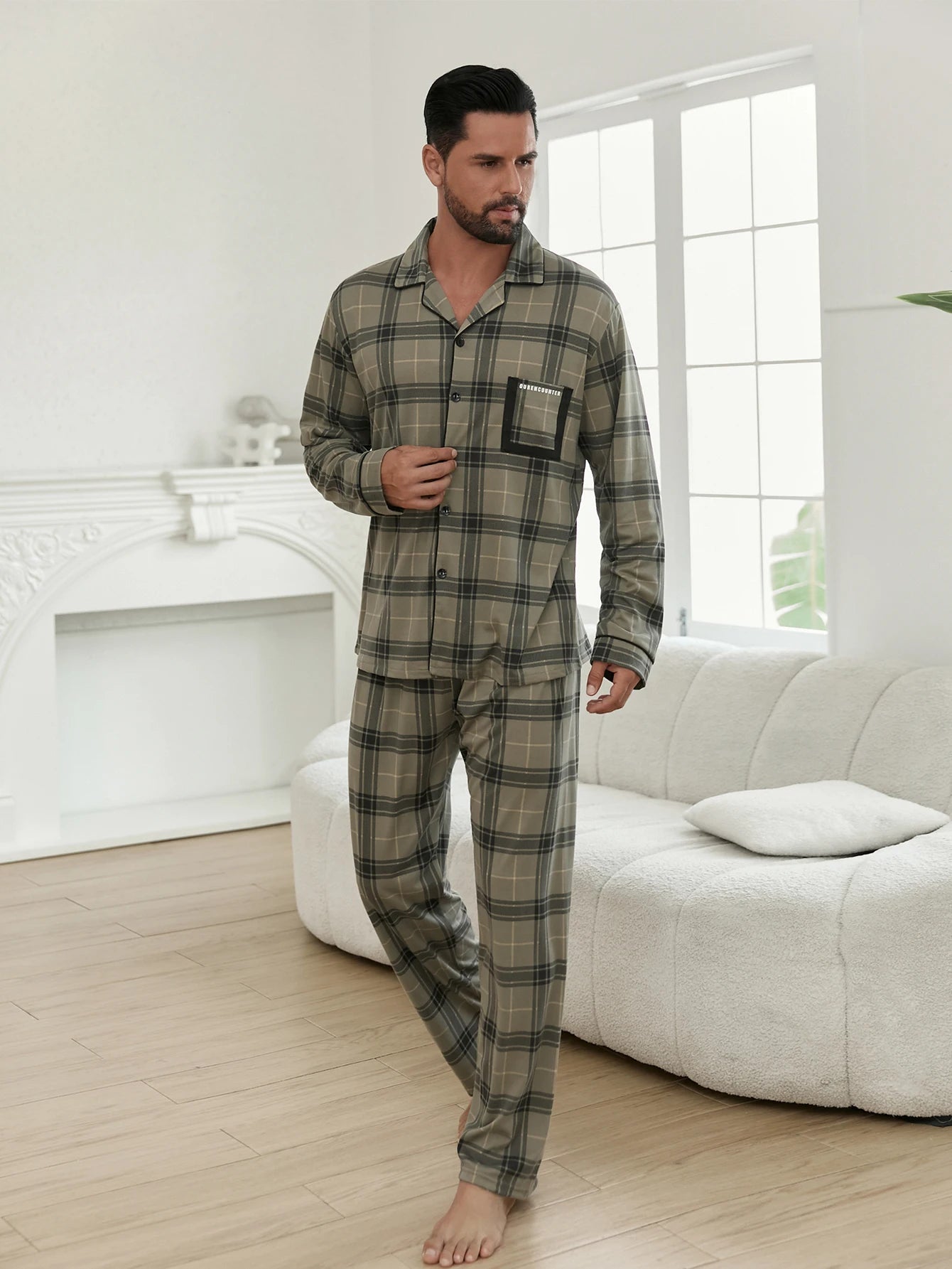 New Men's Pajamas Spring and Autumn Set, Can Be Worn Outside, Cardigan Loungewear, Casual Long-Sleeved, Large Size, Loose Fit, Autumn and Winter