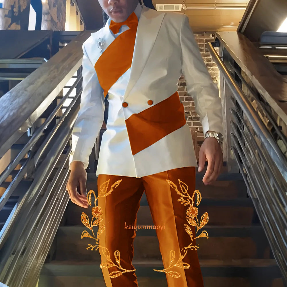 Men's Suit 2 Piece Set Stylish Design Formal Party Dress Elegant Men's Suit Color Block Blazer Pants Customized Outfit