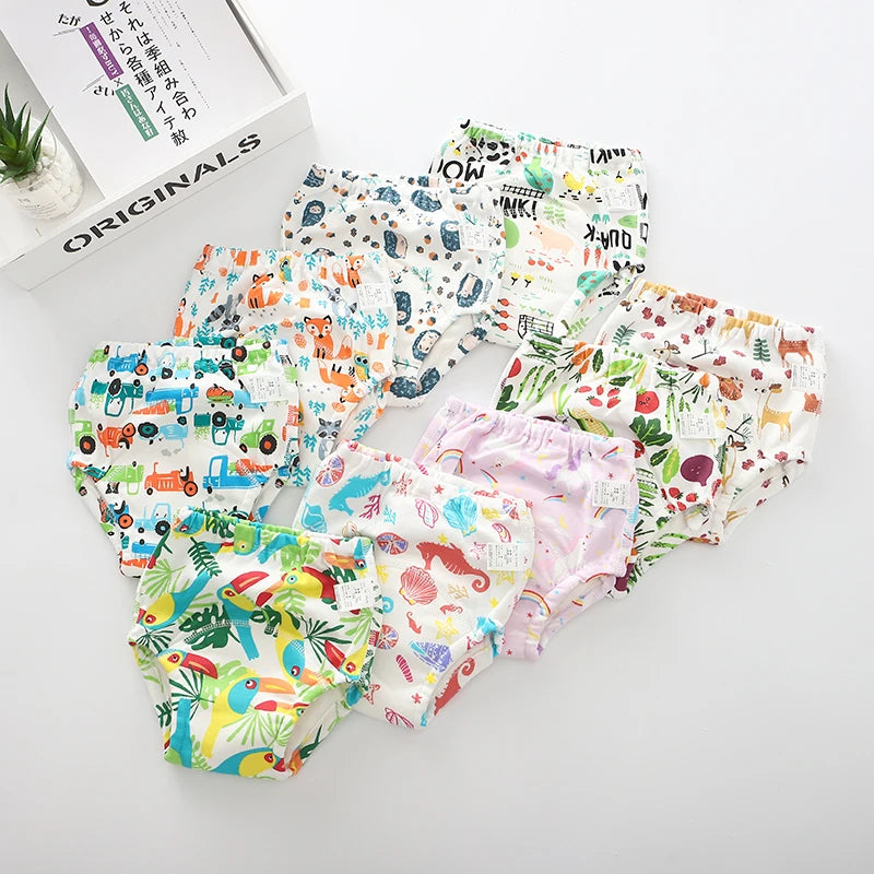10 Pcs Reusable Baby Training Pants Washable Kids Cloth Diaper Nappies Changing Underwear Infant Toddler Potty Training Panties