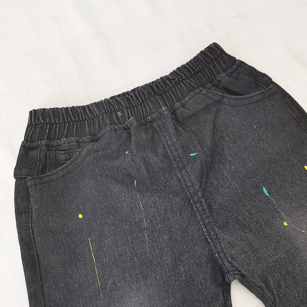 DIIMUU Kids Boys Jeans Spring Baby Boys Denim Long Pants Children Boy Casual Bowboy Trousers 5-11 Years