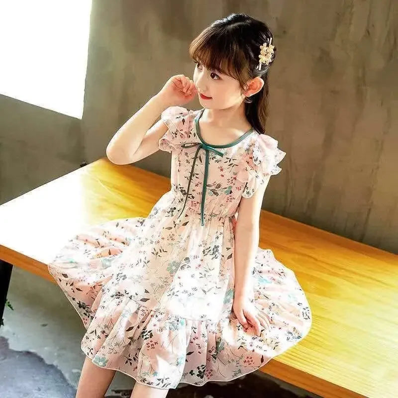 New Summer Dress for Girls Kids Sleeveless Child Girls Dresses Party Wedding Gown Kids Teenage Costume Clothes 2 4 7 11 12 Years
