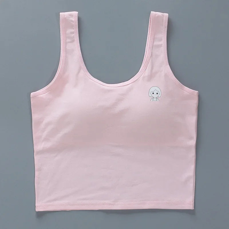 Girls Vest Long Cotton Children Tube Top Puberty Girls Bra Summer Wear Student Suspender Underwear Girl Underwear