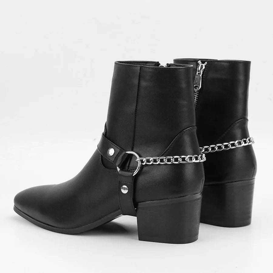 Fashion Men's Boots Designer Mid-Calf High Heel Boot 2025 New Chelsea Boots Luxury Leather Boots for Men Big Size47 Botas Hombre