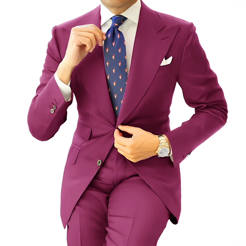 Formal Men's Suit Office Long Work Clothes Groom Tuxedo Jacket Pants XS-5XL Tailored Suit Dark Gray Blazer