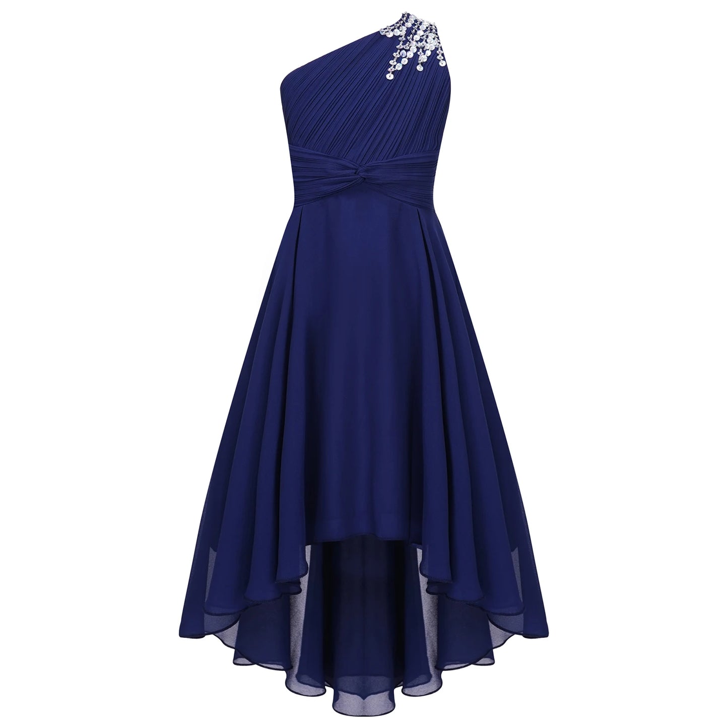 2025 Teens Girl's Dress for Wedding Party Sequin One Shoulder Princess Formal Gown for Holy Communion Chiffon Flower Girl Dress