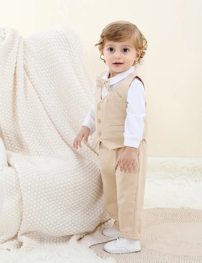 Baby Boys Suit Infant Formal Outfit Wedding 1st Birthday Dress Outfits Newborn Bodysuit Vest  Pants Gentleman Clothes Sets