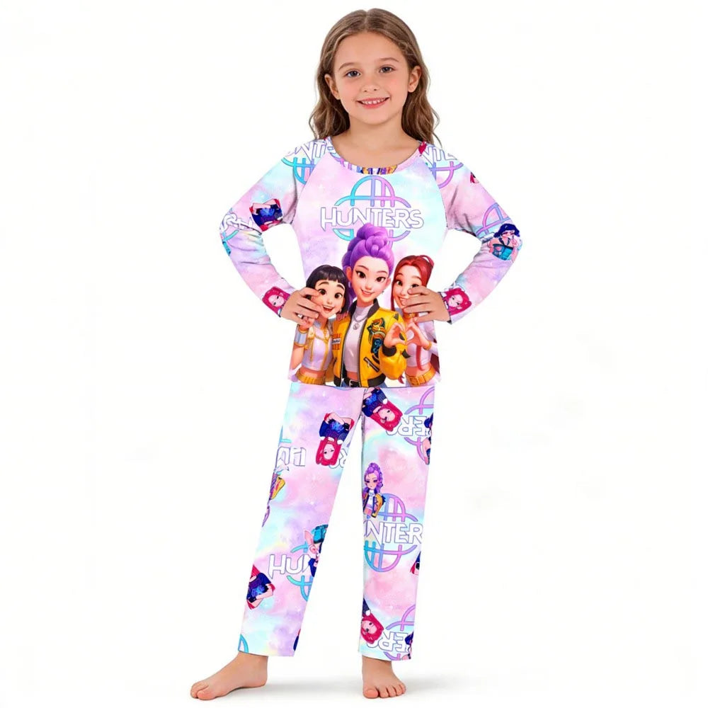 Girls Pajamas Sets Spirng Kpop Kids Long Sleeve Sleepwear Children's Pyjamas Boys Girls Cartoon 2pcs Homewear Clothes Loungewear