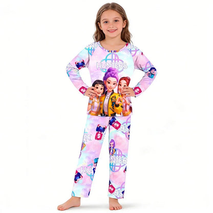 Girls Pajamas Sets Spirng Kpop Kids Long Sleeve Sleepwear Children's Pyjamas Boys Girls Cartoon 2pcs Homewear Clothes Loungewear