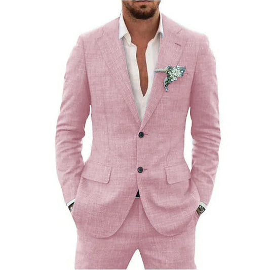 Men's Suits Casual Coat fitted tuxedo for groomsmen linen suit Full men's suits 2-piece jacket and pants Summer beach