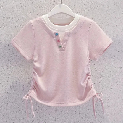 Summer Teenage Girls Clothes Set Children O-Neck Tshirt and Mid Skirt Suit Student School Short Sleeve Top Bottom Outfits